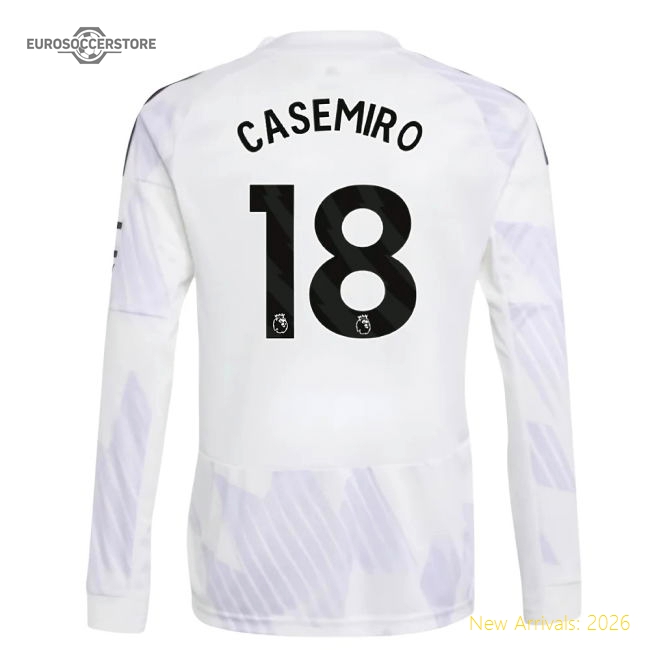 2025-2026 Man Utd Long Sleeve Away Shirt (Kids) (Casemiro 18)-Football Jersey Hub