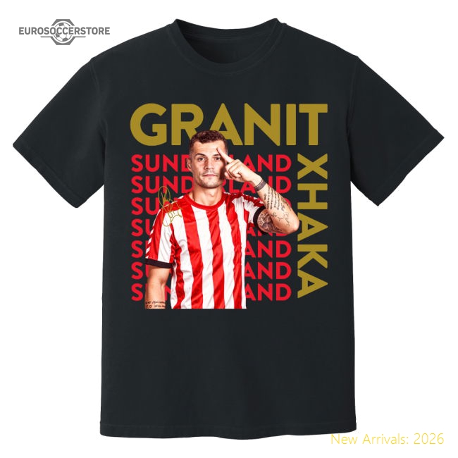 Granit Xhaka Sunderland New Signing T-Shirt (Black)-Football Shirts Shop