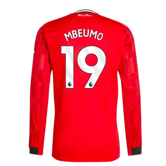 2025-2026 Man Utd Long Sleeve Home Shirt (Mbeumo 19)-Football Jersey Hub