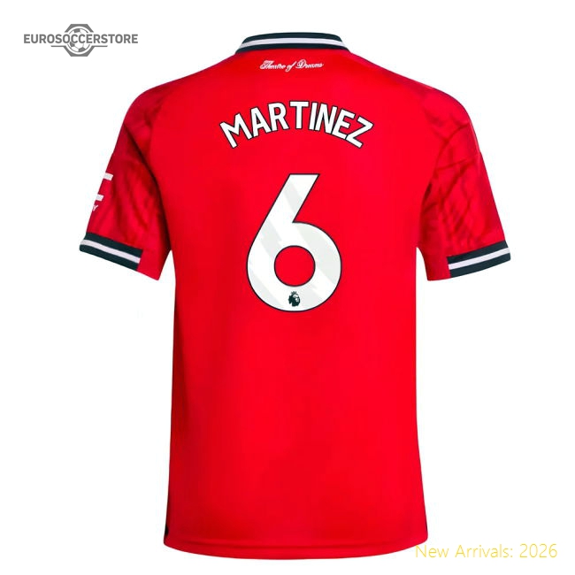 2025-2026 Man Utd Home Shirt (Kids) (Martinez 6)-Football Jersey Hub