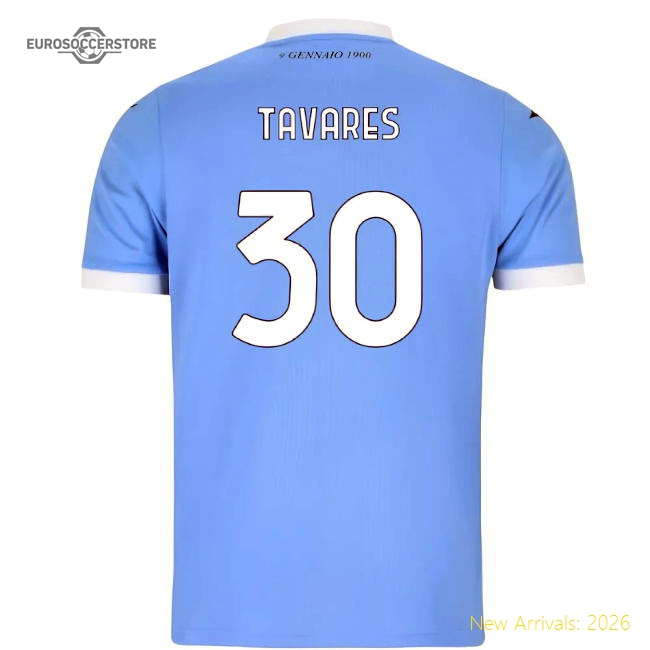 2025-2026 Lazio Home Shirt (Kids) (Tavares 30)-Vantage Point Soccer
