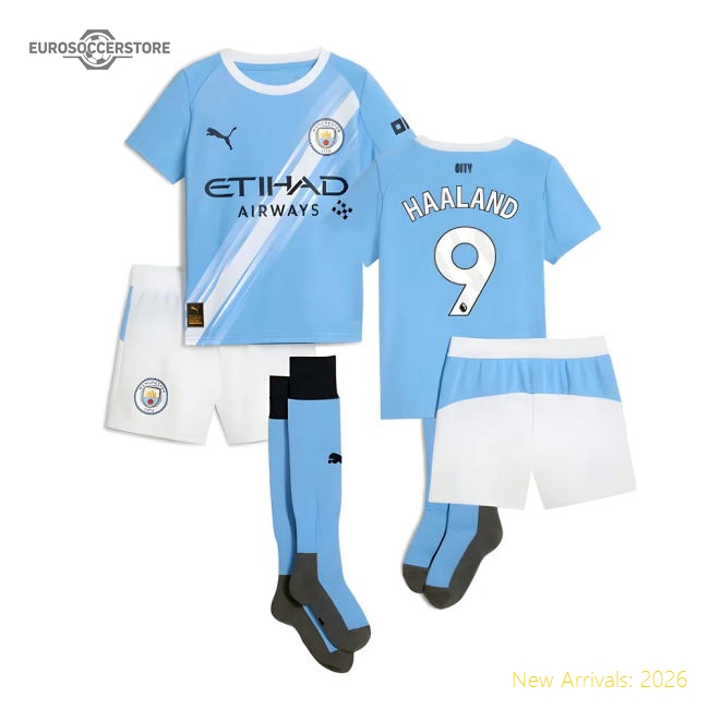 2025-2026 Man City Home Mini Kit (Haaland 9)-Football Shirts Shop