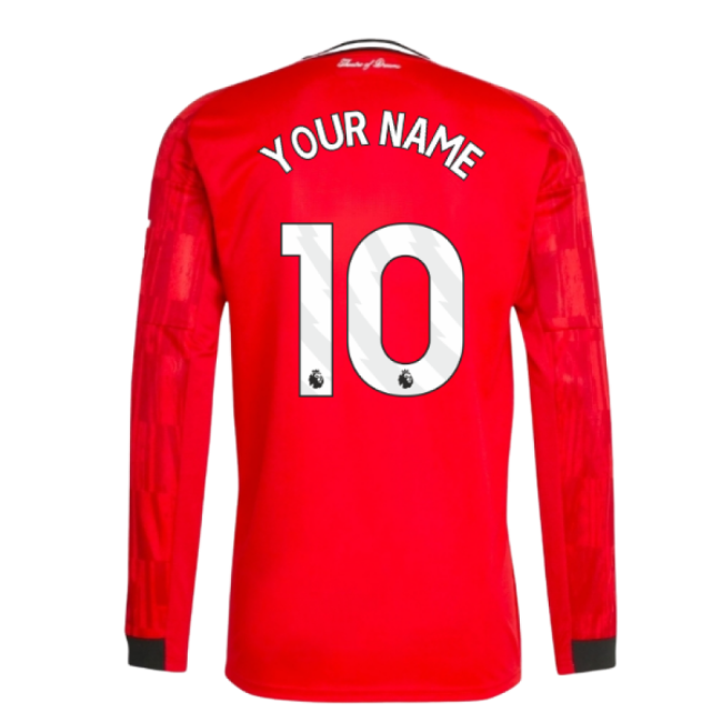 2025-2026 Man Utd Long Sleeve Home Shirt (Your Name)-Football Jersey Hub