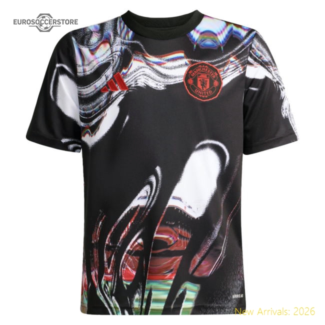2025-2026 Man Utd Pre Match Shirt (Black) - Kids-Football Jersey Hub