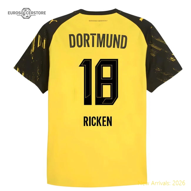 2025-2026 Borussia Dortmund Authentic Home Shirt (Ricken 18)-Football Jersey Hub