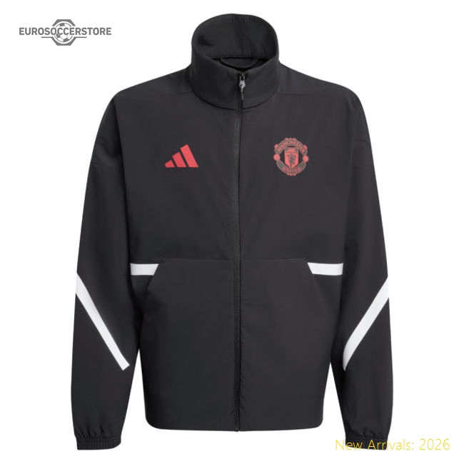 2025-2026 Man Utd Anthem Jacket (Black) - Kids-Football Jersey Hub