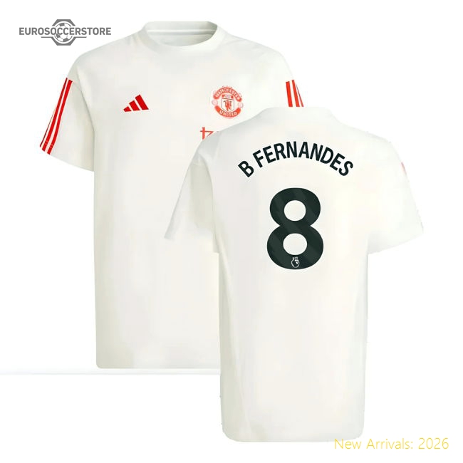 2023-2024 Man Utd Training Tee (White) - Kids (B Fernandes 8)-Football Jersey Hub