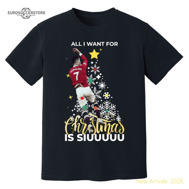 Cristiano Ronaldo Christmas T-Shirt (Black)-Football Jersey Hub
