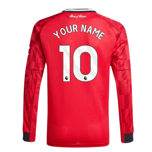 2025-2026 Man Utd Long Sleeve Home Shirt (Kids) (Your Name)-Football Jersey Hub