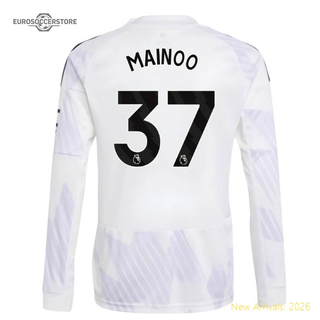 2025-2026 Man Utd Long Sleeve Away Shirt (Kids) (Mainoo 37)-Football Shirts Shop
