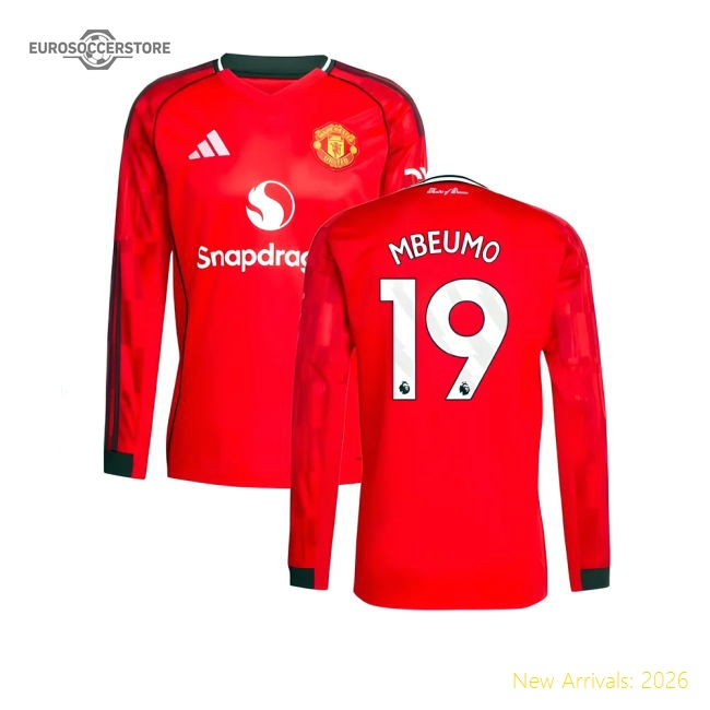 2025-2026 Man Utd Long Sleeve Home Shirt (Mbeumo 19)-Football Jersey Hub