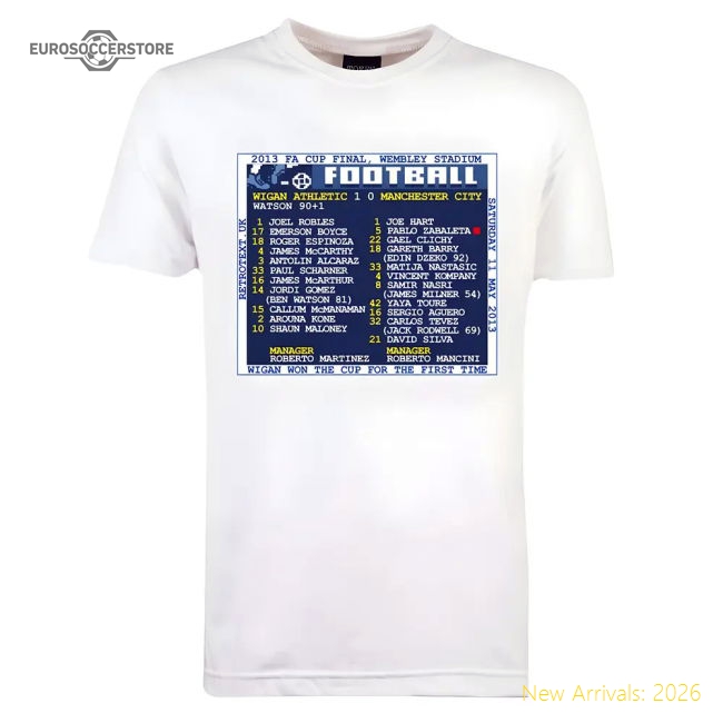 2013 FA Cup Final (Wigan Athletic) Retrotext T-shirt - White-Vantage Point Soccer