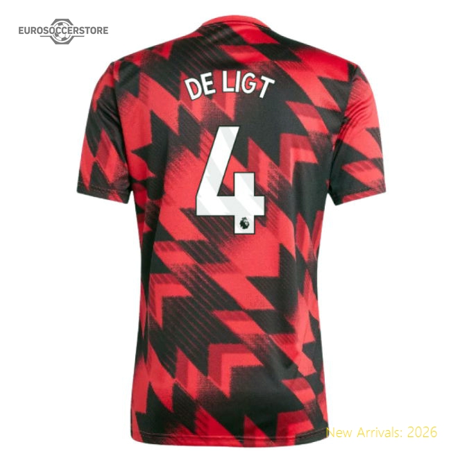 2025-2026 Man Utd Pre-Match Shirt (Red) (De Ligt 4)-Football Jersey Hub