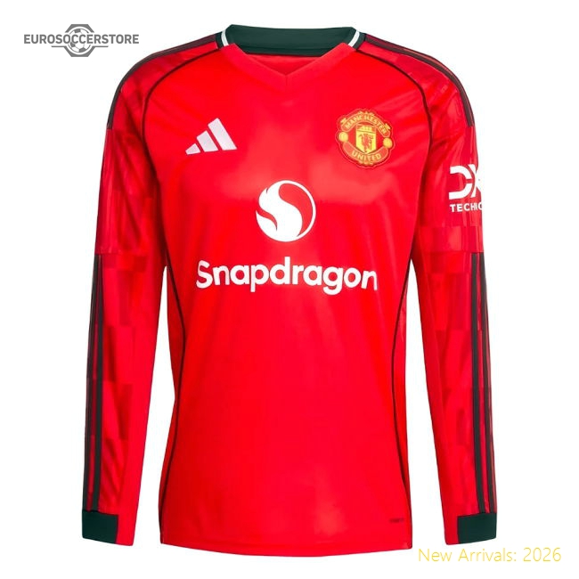2025-2026 Man Utd Long Sleeve Home Shirt (Zirkzee 11)-Football Jersey Hub