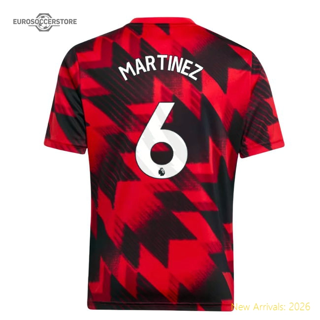 2025-2026 Man Utd Pre-Match Shirt (Red) - Kids (Martinez 6)-Football Jersey Hub