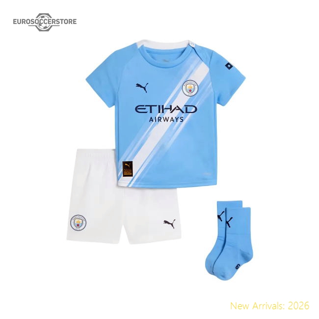 2025-2026 Man City Home Baby Kit (Khusanov 45)-Football Jersey Hub