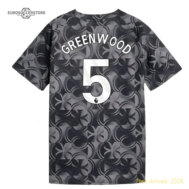 2025-2026 Man City Warm Up Jersey (Black) - Kids (Greenwood 5)-Football Shirts Shop