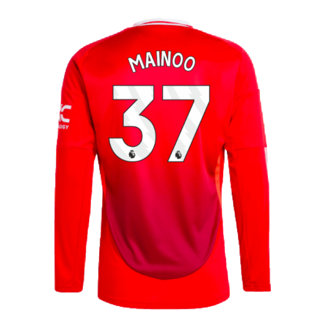 2024-2025 Man Utd Long Sleeve Home Shirt (Mainoo 37)-Football Jersey Hub