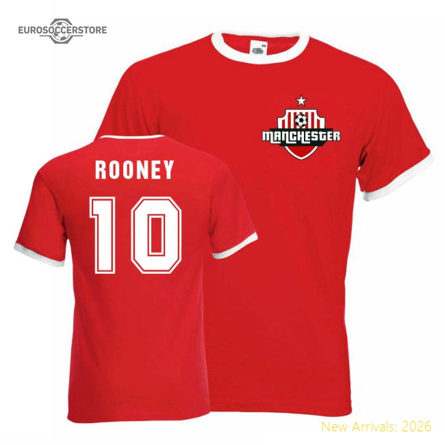 Wayne Rooney Man Utd Ringer Tee (red)-Football Jersey Hub