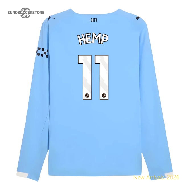2025-2026 Man City Authentic Long Sleeve Home Shirt (Hemp 11)-Football Shirts Shop