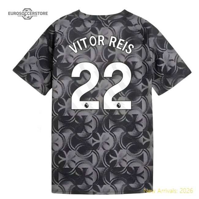 2025-2026 Man City Warm Up Jersey (Black) - Kids (Vitor Reis 22)-Football Shirts Shop