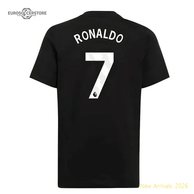 2025-2026 Man Utd EU Training Tee (Black) (Ronaldo 7)-Football Jersey Hub