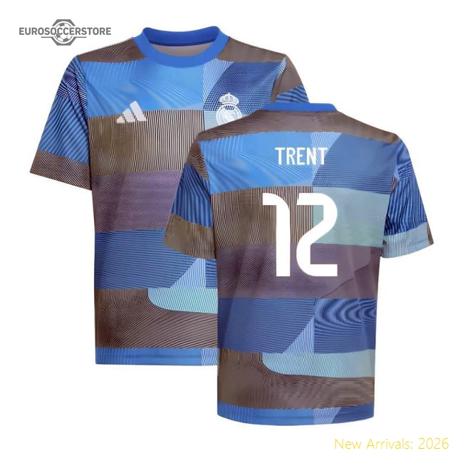 2025-2026 Real Madrid Pre-Match Shirt (Blue) - Kids (Trent 12)-Football Shirts Shop