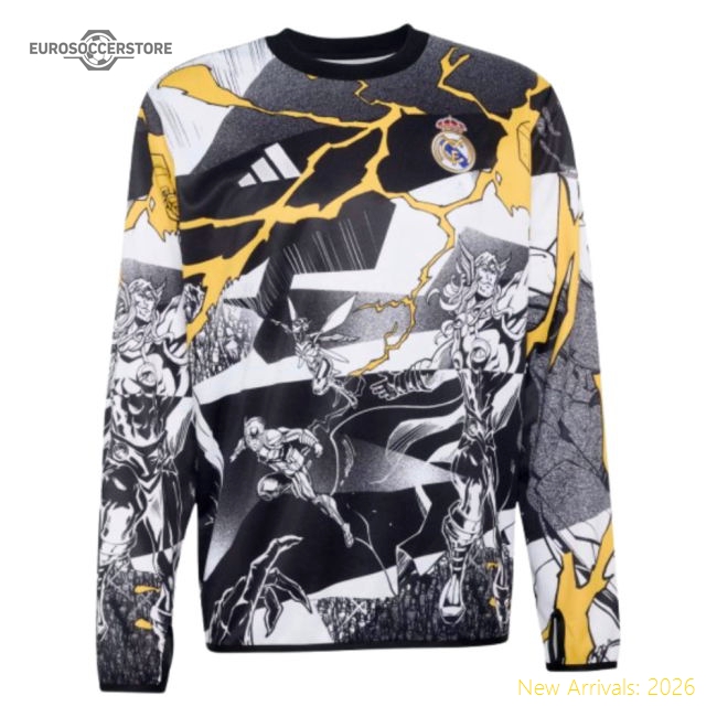 2025-2026 Real Madrid Pre Match Warm Top (White)-BuySoccerJersey Hub