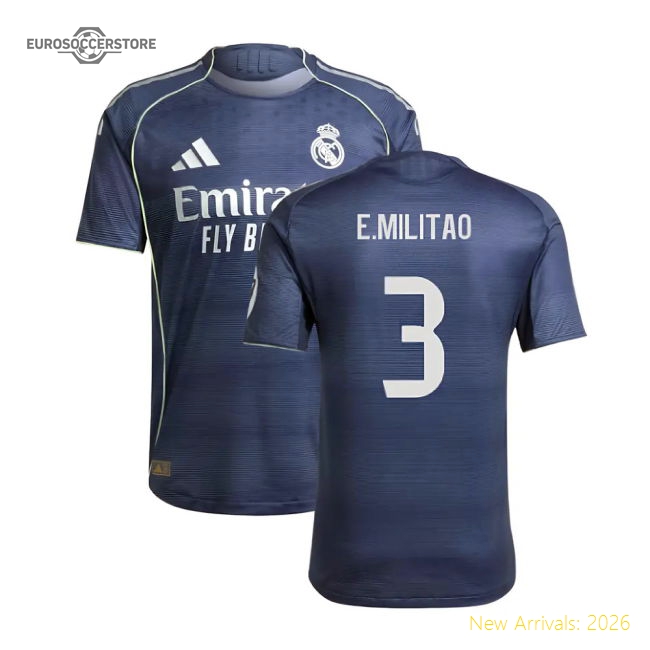 2025-2026 Real Madrid Authentic Away Shirt (E.Militao 3)-Football Shirts Shop