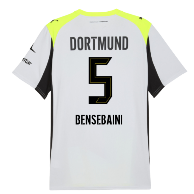 2025-2026 Borussia Dortmund Away Shirt (Bensebaini 5)-Football Jersey Hub