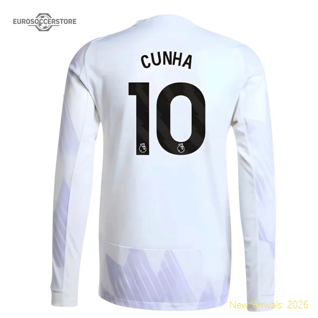 2025-2026 Man Utd Authentic Long Sleeve Away Shirt (Cunha 10)-Football Jersey Hub
