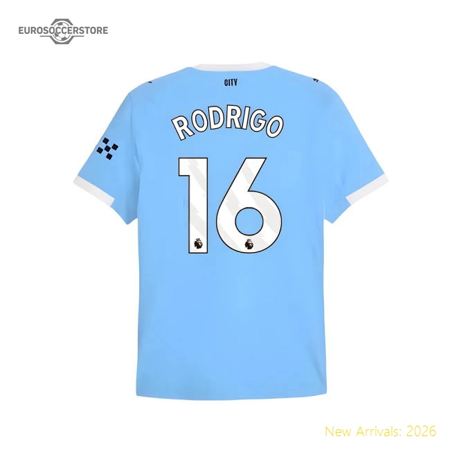 2025-2026 Man City Authentic Home Shirt (Rodrigo 16)-Football Shirts Shop