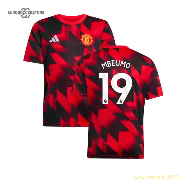 2025-2026 Man Utd Pre-Match Shirt (Red) - Kids (Mbeumo 19)-Football Jersey Hub