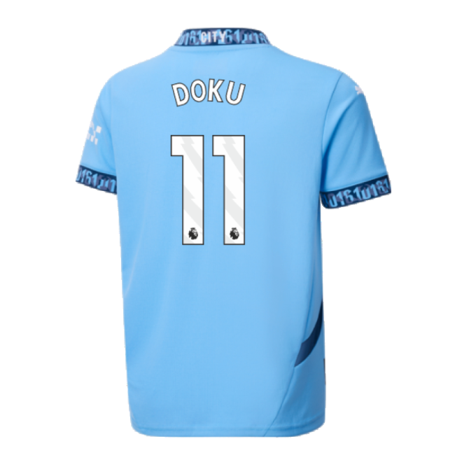 2024-2025 Man City Home Shirt (Kids) (Doku 11)-Football Shirts Shop