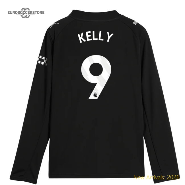 2025-2026 Man City Long Sleeve Away Shirt (Kids) (Kelly 9)-Football Jersey Hub