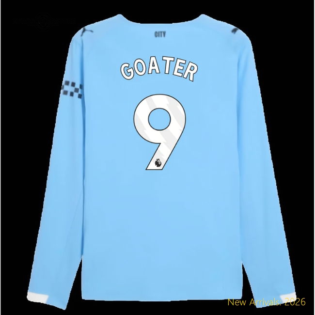 2025-2026 Man City Authentic Long Sleeve Home Shirt (Goater 9)-Football Shirts Shop
