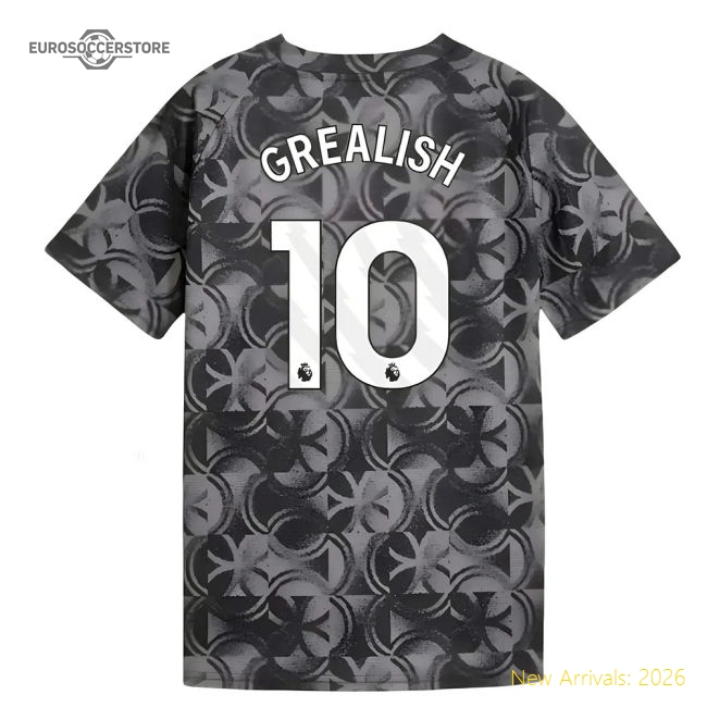 2025-2026 Man City Warm Up Jersey (Black) - Kids (Grealish 10)-Football Shirts Shop
