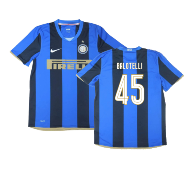 Inter Milan 2008-09 Home Shirt ((Excellent) S) (Balotelli 45)-Football Shirts Shop