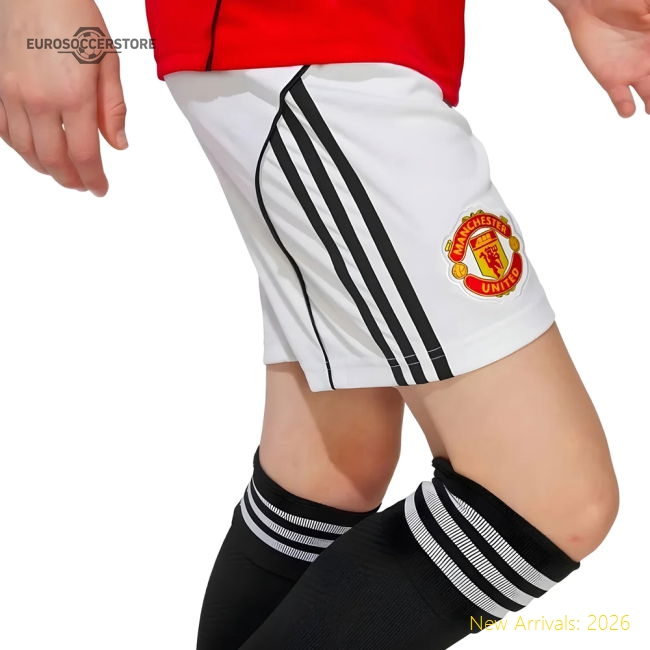 2025-2026 Man Utd Home Shorts (White) - Kids-Football Jersey Hub