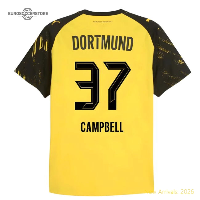 2025-2026 Borussia Dortmund Authentic Home Shirt (Campbell 37)-Football Jersey Hub