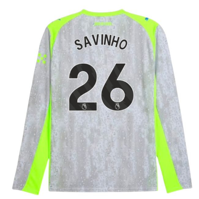 2025-2026 Man City Long Sleeve Third Shirt (Savinho 26)-Football Jersey Hub