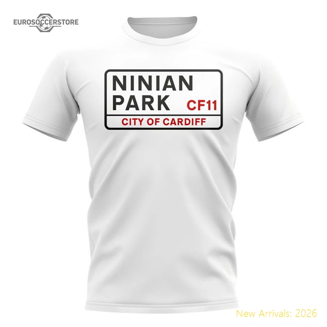 Cardiff Ninian Park Street Sign T-Shirt (White)-Vantage Point Soccer