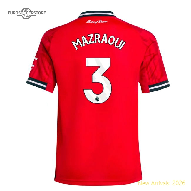 2025-2026 Man Utd Home Shirt (Kids) (Mazraoui 3)-Football Jersey Hub