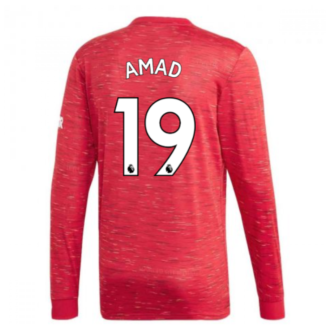2020-2021 Man Utd Adidas Home Long Sleeve Shirt (Amad 19)-Football Jersey Hub