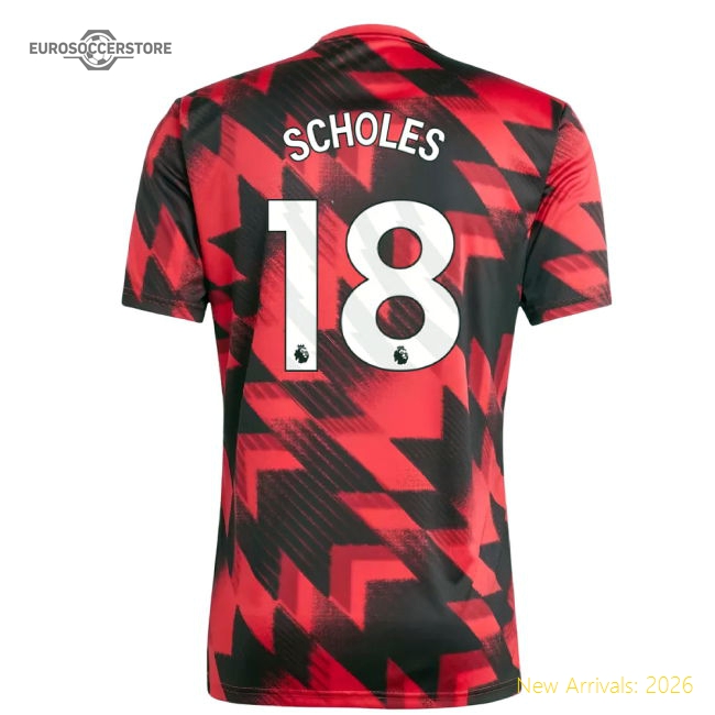 2025-2026 Man Utd Pre-Match Shirt (Red) (Scholes 18)-Football Jersey Hub