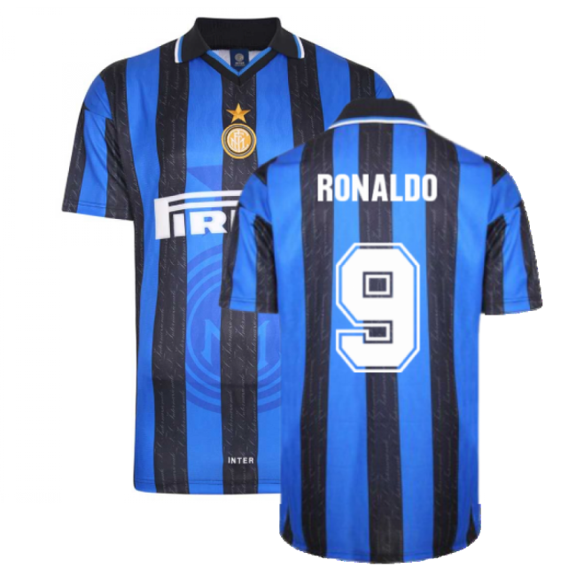1998 Inter Milan Score Draw Home Shirt (RONALDO 9)-Football Shirts Shop