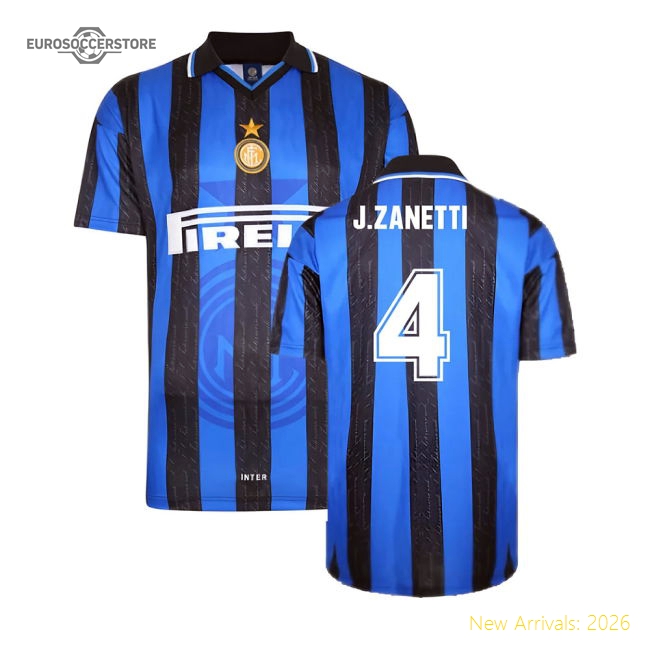 1998 Inter Milan Score Draw Home Shirt (J.ZANETTI 4)-Football Shirts Shop
