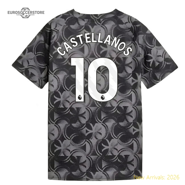 2025-2026 Man City Warm Up Jersey (Black) - Kids (Castellanos 10)-Football Shirts Shop