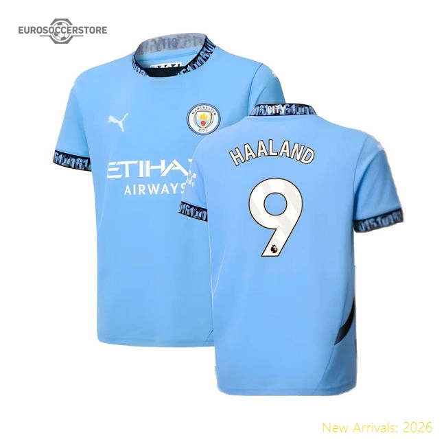 2024-2025 Man City Home Shirt (Kids) (Haaland 9)-Football Shirts Shop