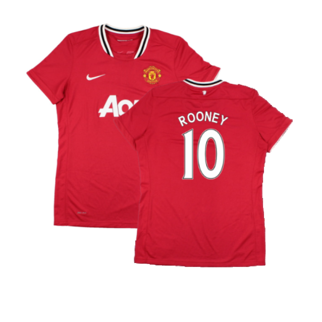 Manchester United 2011-12 Home Shirt (Women\'s) ((Very Good) M) (Rooney 10)-Football Jersey Hub